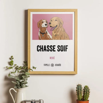 Mise en situation de l'affiche Chasse Soif dans un cadre accroché au mur